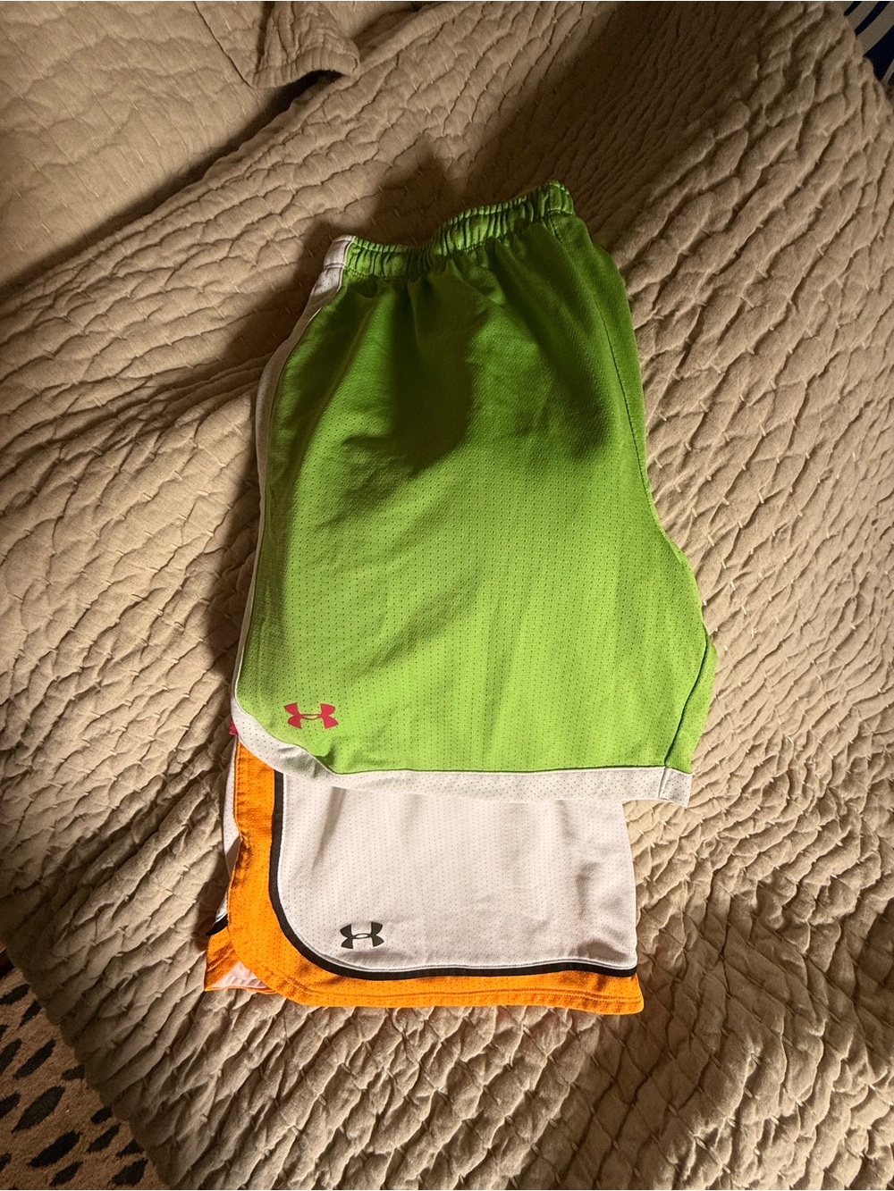 Under Armour Lime Green & White Athletic Shorts - 2 Pair